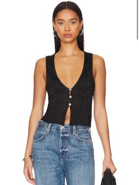 Free People Seascape Vest in Black Combo